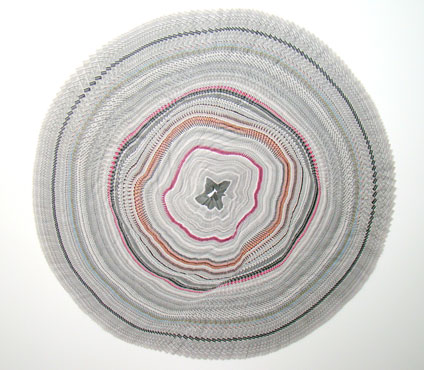 Tree Rings Dating 396 Rings. 2010. Newspaper collage 61 x 61 in