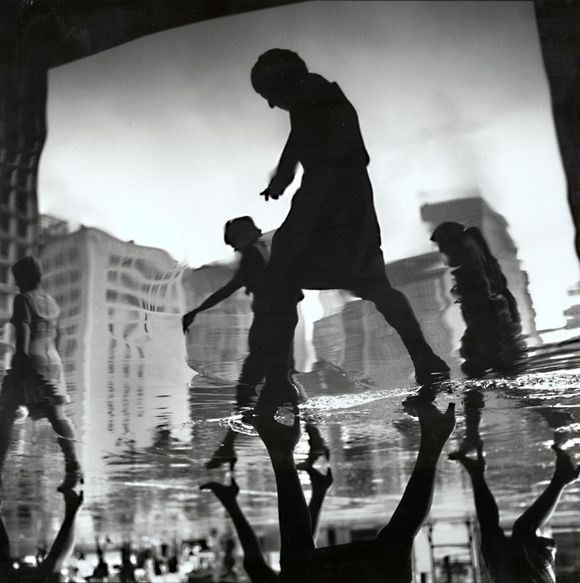 Offic eworkers returning home, NYC, NY 19766 Silver print