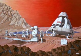 NASA artist's conception of a human mission to Mars (painting)