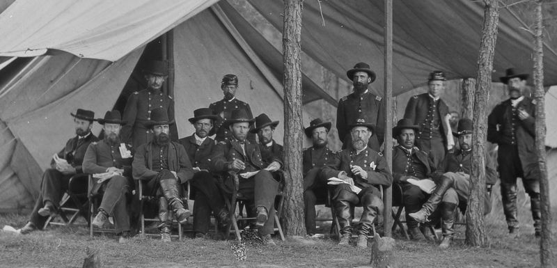 Gen._Ulysses_S._Grant_and_staff_of_fourteen,_recognized-_Col._Ely._S._Parker_-_NARA_-_526400