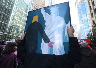 Trump grabs Lady Liberty's Pussy