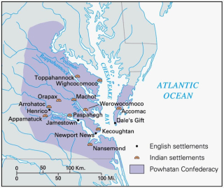 Powhatan Confederacy map ca. 1609