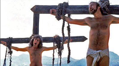 “Always look on the bright side of life,” the cheery crucifixion in Monty Python's Life of Brian.