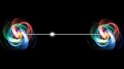 "Spooky action at a distance." An artist's impression of entangled particles.