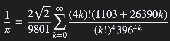 Formula for Ramanujan's infinite series for pi